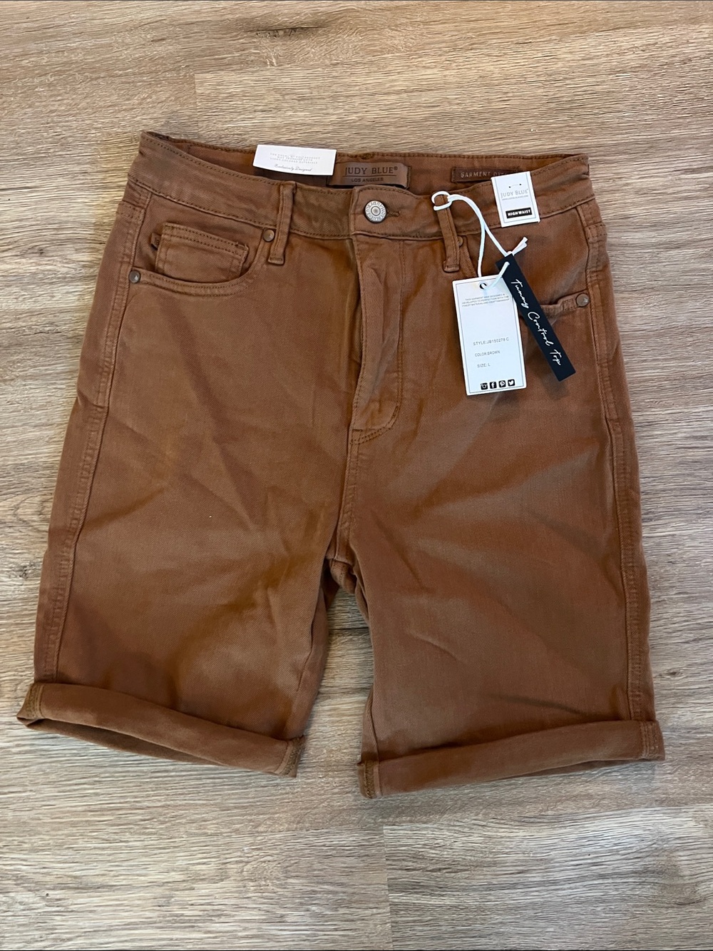 Judy Blue Brown Casual Cotton Blend Shorts Size Large